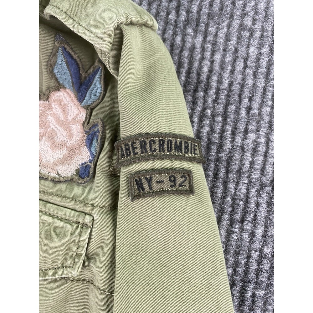 Abercrombie & Fitch Jacket Womens Extra Small Green Canvas Army Flowers Utility - Picture 8 of 12